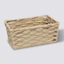 5five Panier tressé 3L, Effet bois naturel