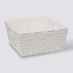 5five Panier vannerie 31x15cm, Blanc