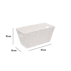 5five Panier vannerie 15x31cm, Blanc