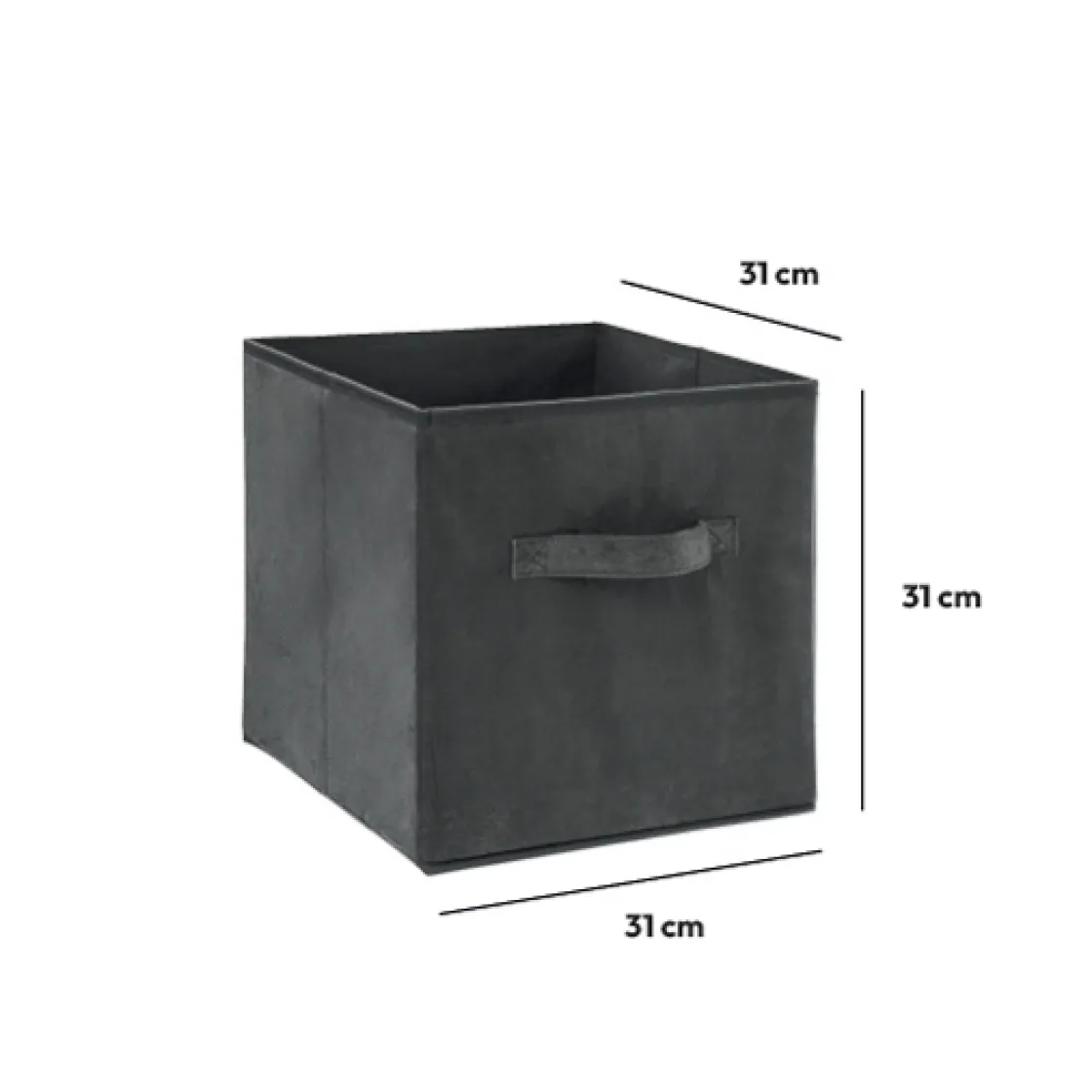 5five Panier velours 31x31 cm, Gris anthracite