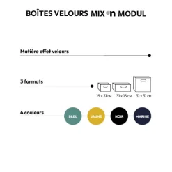 5five Panier velours 31x31 cm, Gris anthracite