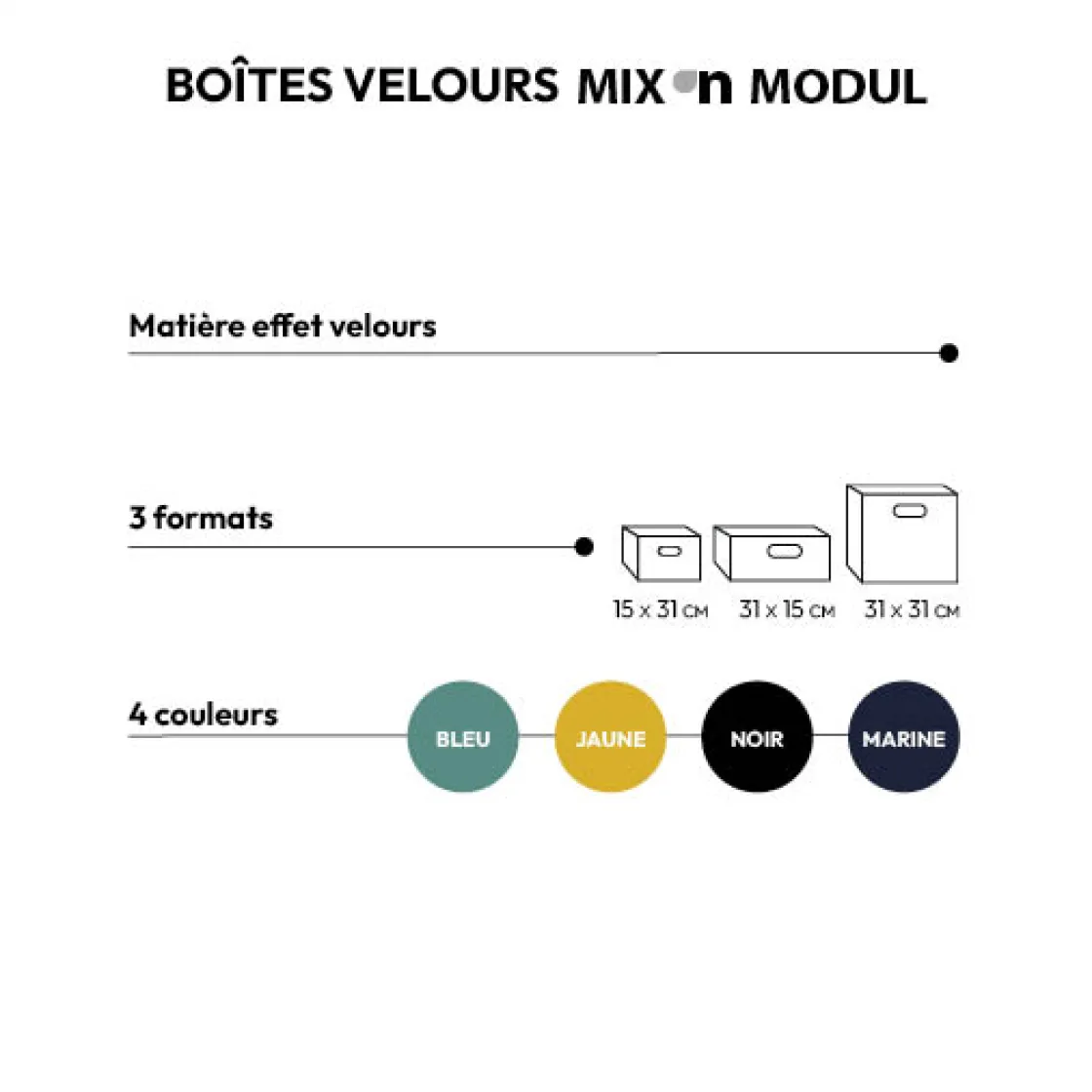 5five Panier velours 31x31 cm, Gris anthracite