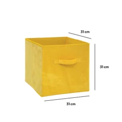 5five Panier velours 31x31 cm, Jaune