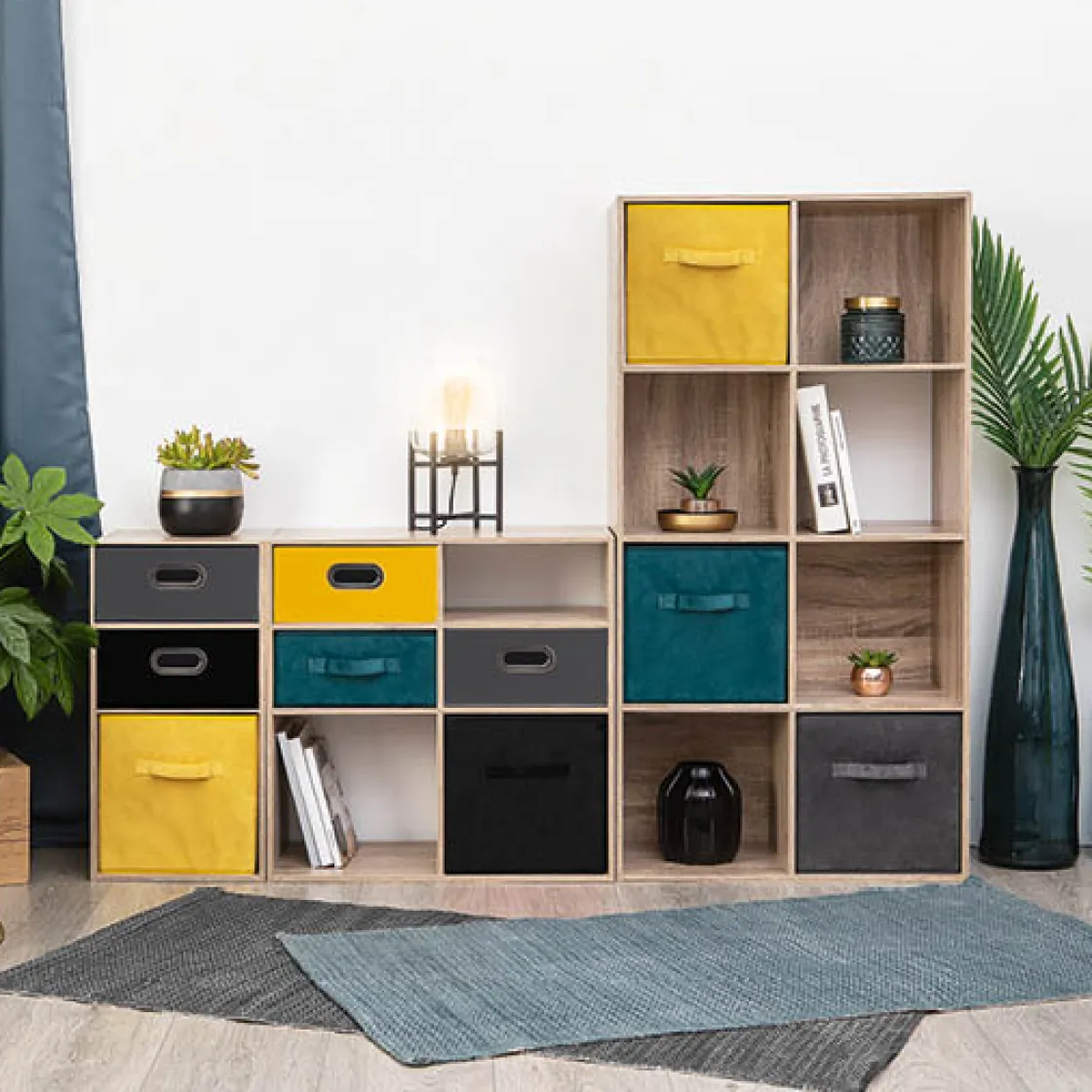 5five Panier velours 31x31 cm, Noir