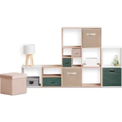 5five Panier velours 31x31 cm, Vert kaki