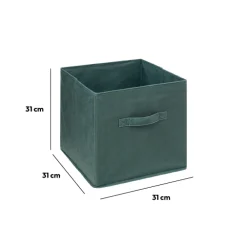 5five Panier velours 31x31 cm, Vert kaki