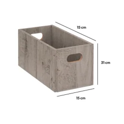 5five Panier 15x31 cm, Effet chêne gris