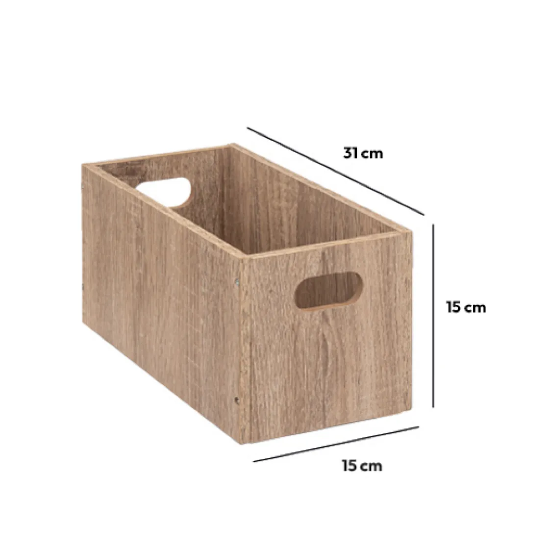 5five Panier 15x31cm, Effet chêne naturel