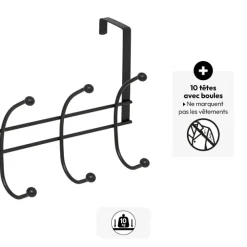 5five Patère 4 têtes acier, Noir