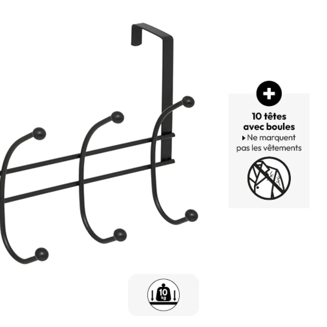 5five Patère 4 têtes acier, Noir