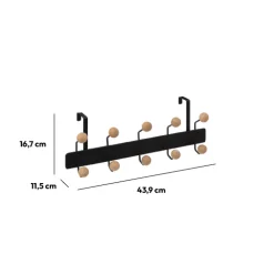 5five Patère 10 têtes bois cerisier, Noir