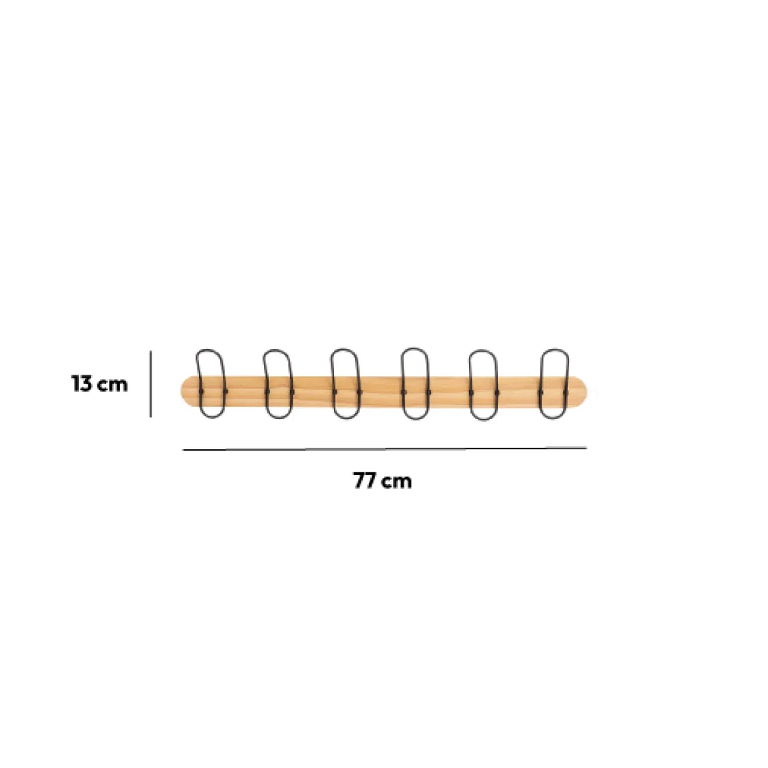 5five Patère 6 têtes bois/métal