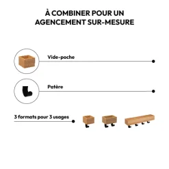 5five Patère 2 têtes vide poche, bois