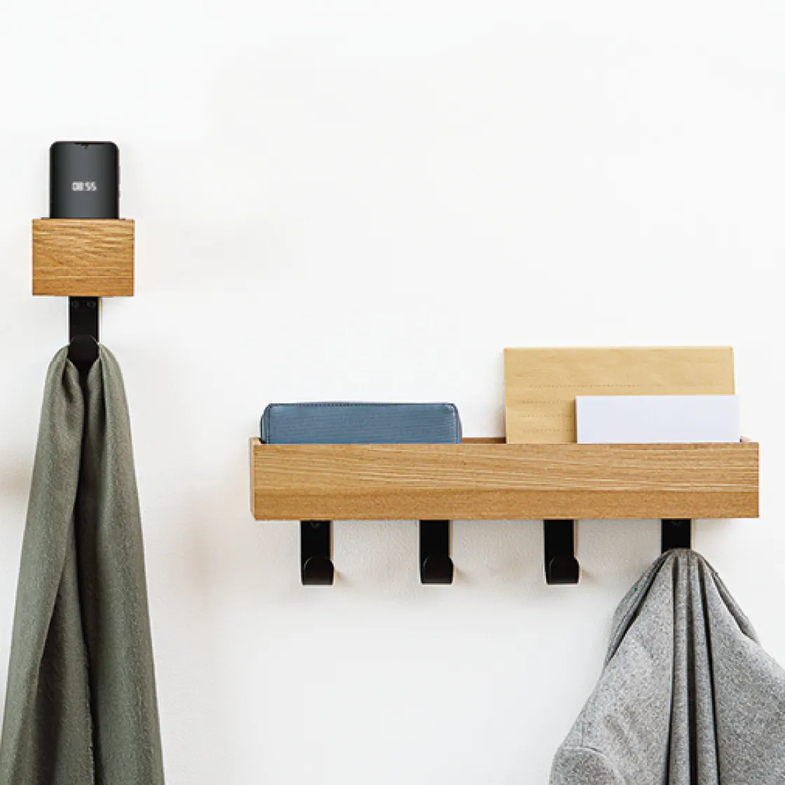 5five Patère 2 têtes vide poche, bois