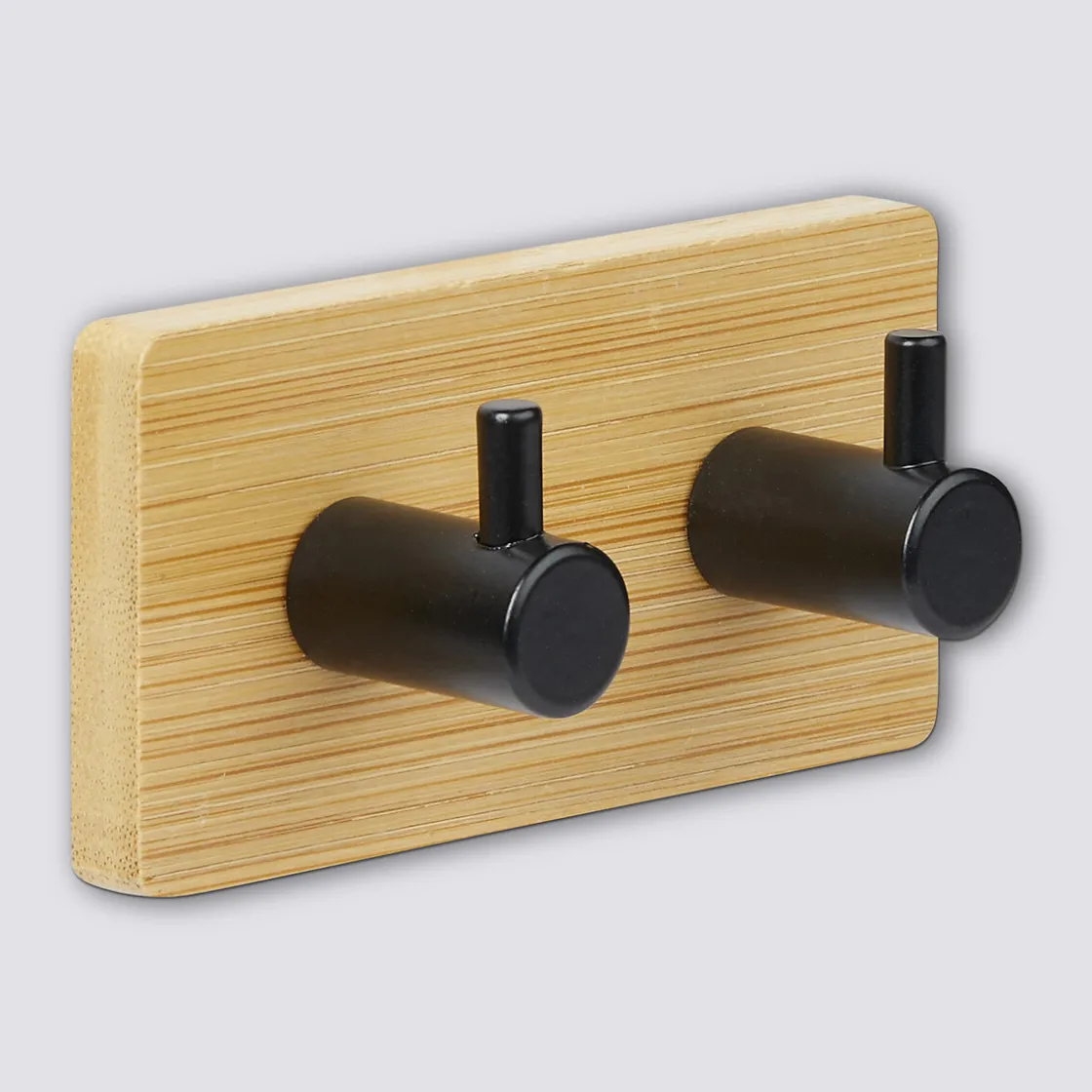 5five Patère adhésive 2 têtes métal et bambou