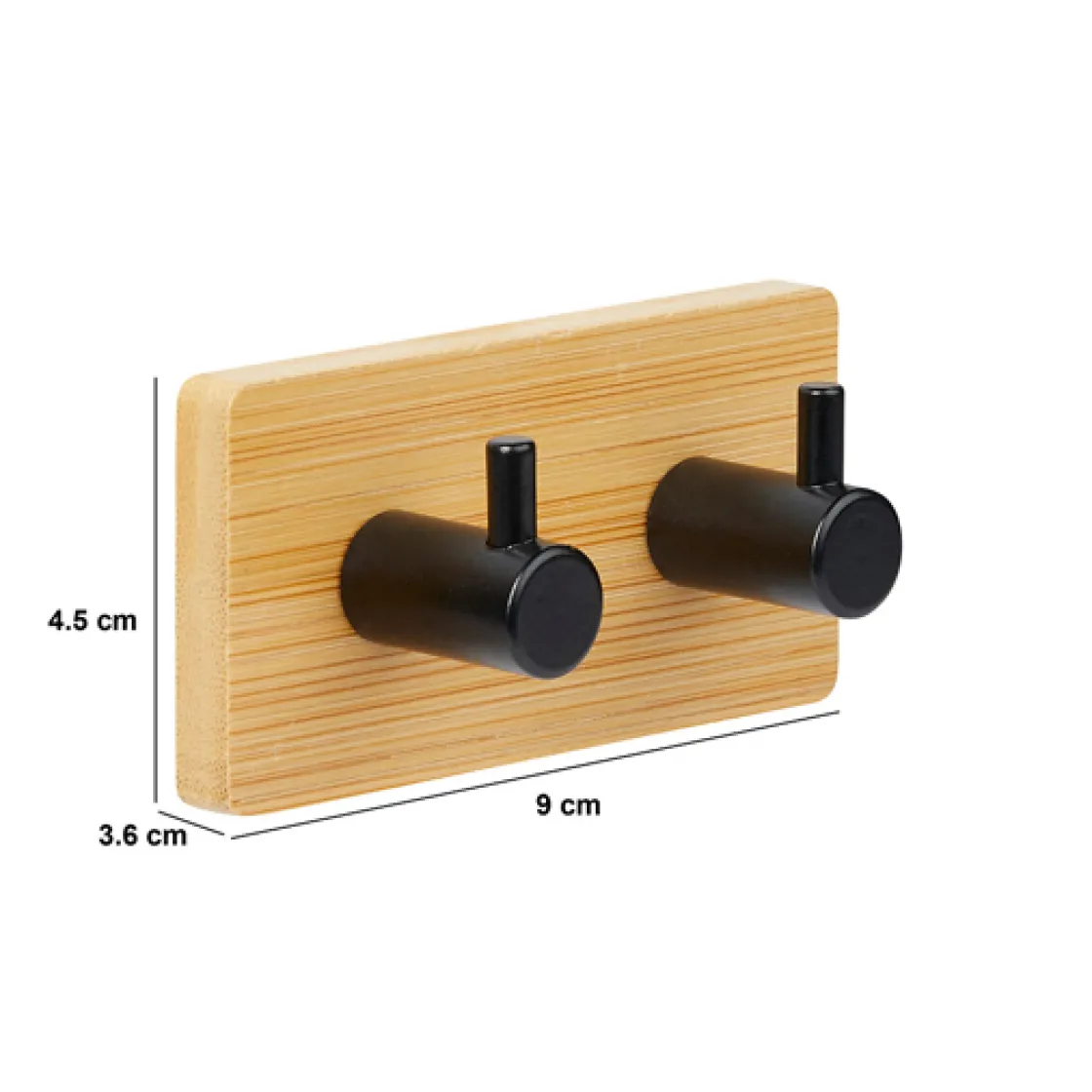 5five Patère adhésive 2 têtes métal et bambou