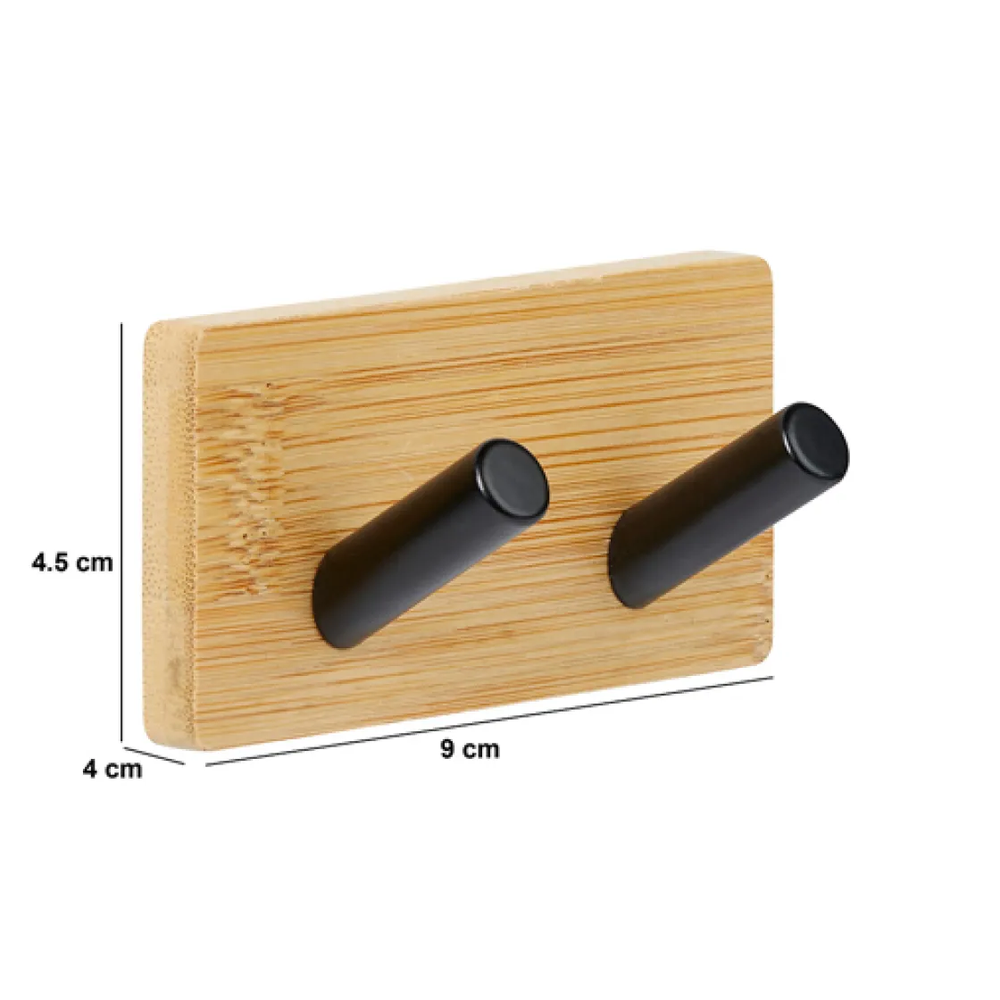 5five Patère adhésive 2 têtes métal et bambou