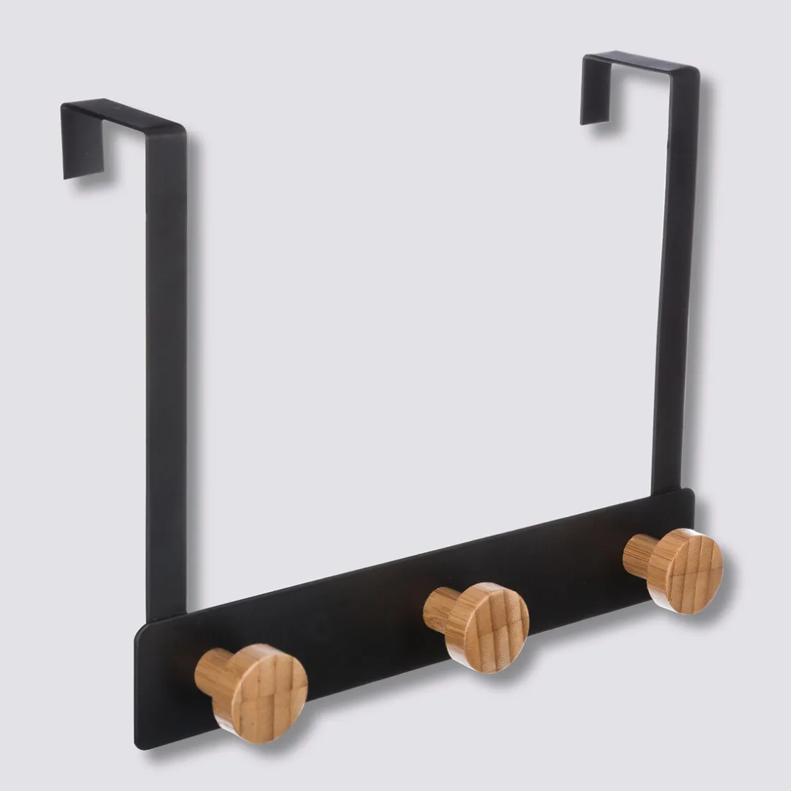 5five Patère 3 têtes métal et bambou, Noir