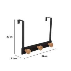 5five Patère 3 têtes métal et bambou, Noir