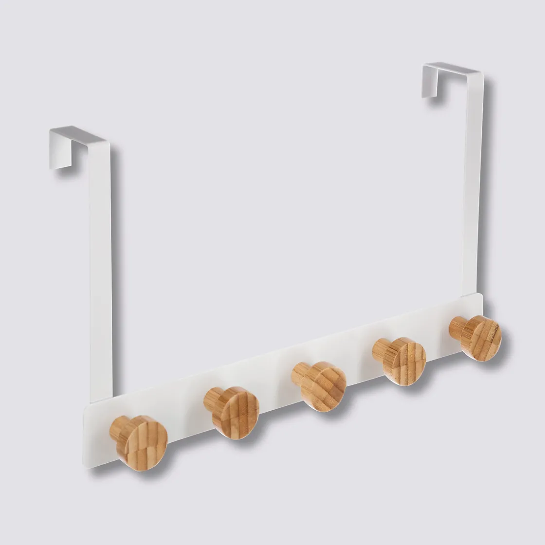 5five Patère 5 têtes métal et bambou, Blanc