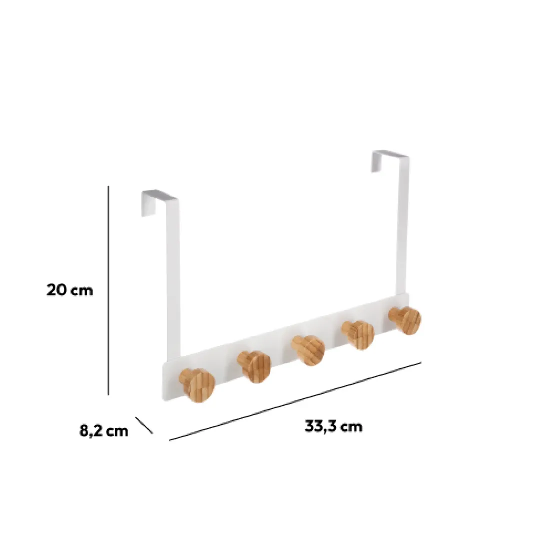 5five Patère 5 têtes métal et bambou, Blanc