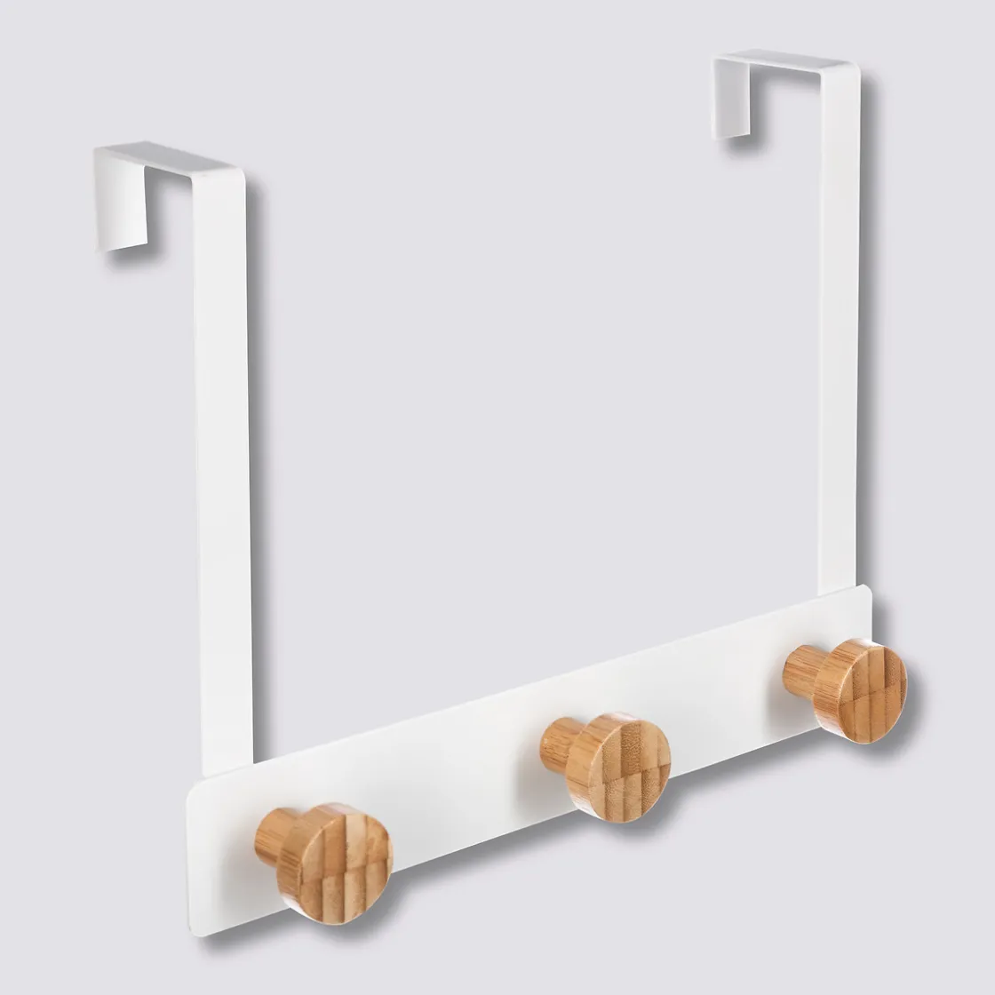 5five Patère 3 têtes métal et bambou, Blanc