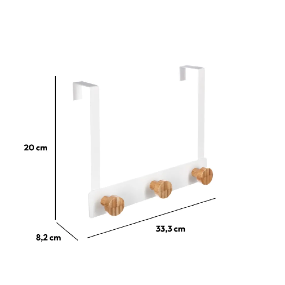 5five Patère 3 têtes métal et bambou, Blanc