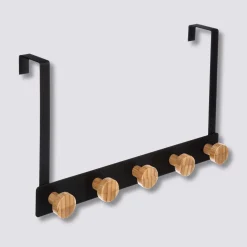 5five Patère 5 têtes métal et bambou, Noir