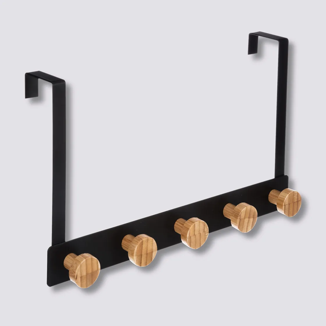 5five Patère 5 têtes métal et bambou, Noir