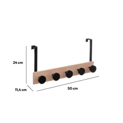 5five Patères accroches portes bois, Noir