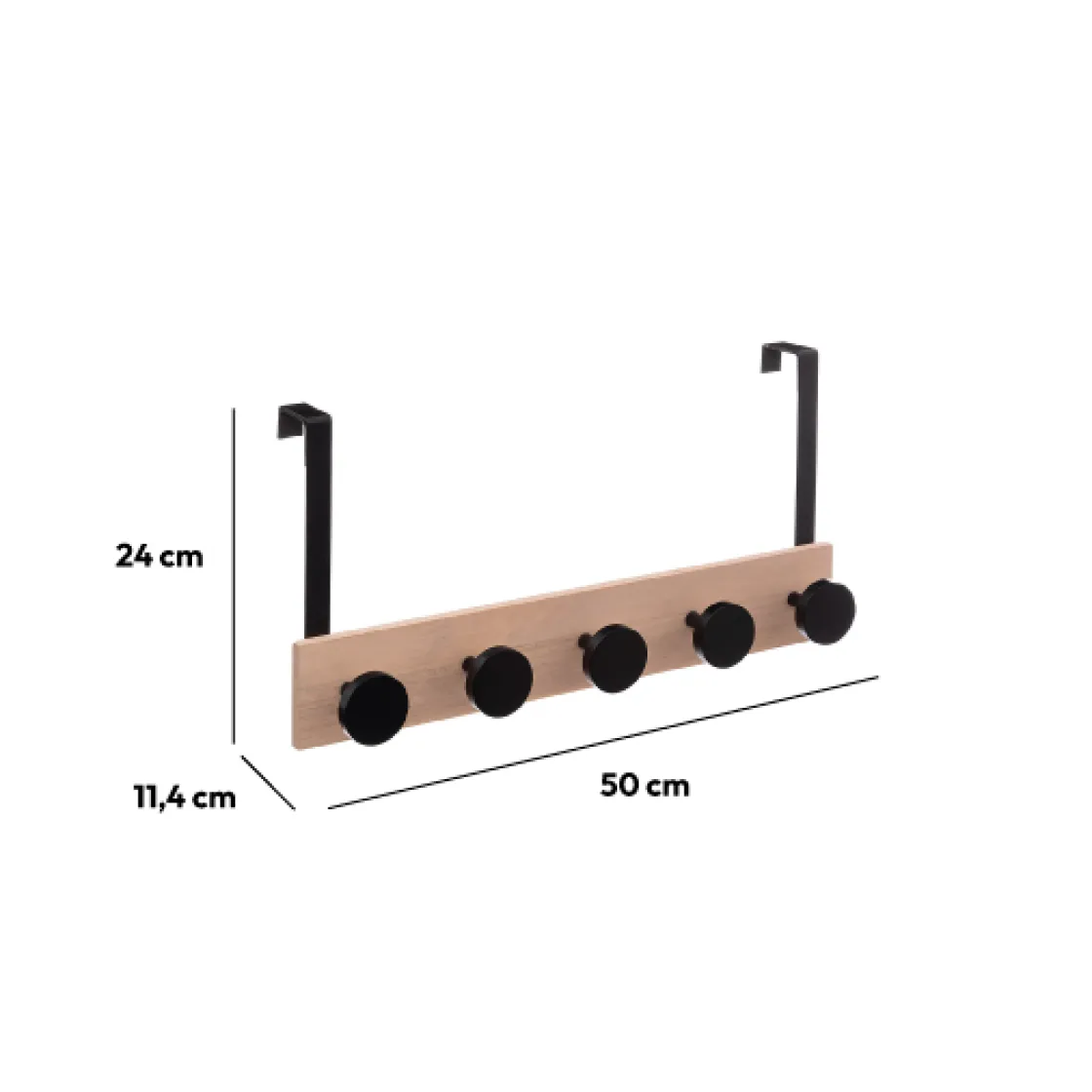 5five Patères accroches portes bois, Noir