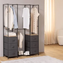 5five Penderie, 2 étagères, 6 tiroirs, Gris