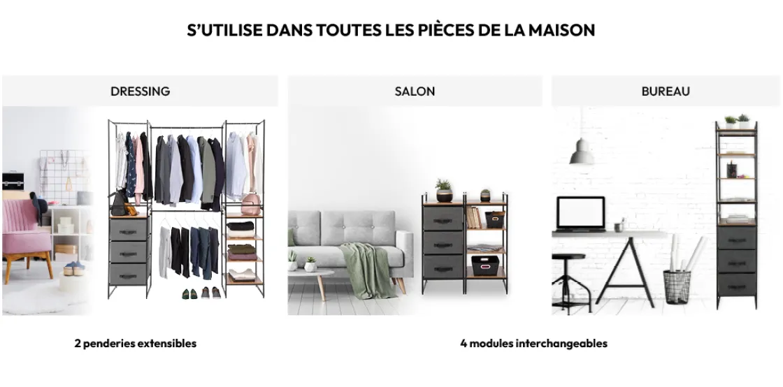 5five Penderie extensible 6 étagères