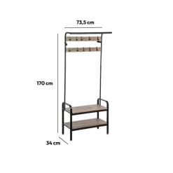 5five Penderie vestiaire 2 étagères - Bois, noir