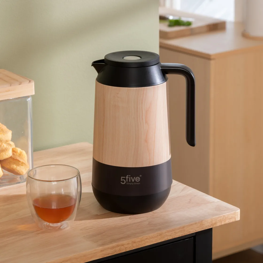 5five Pichet isotherme 1L, Effet bois naturel