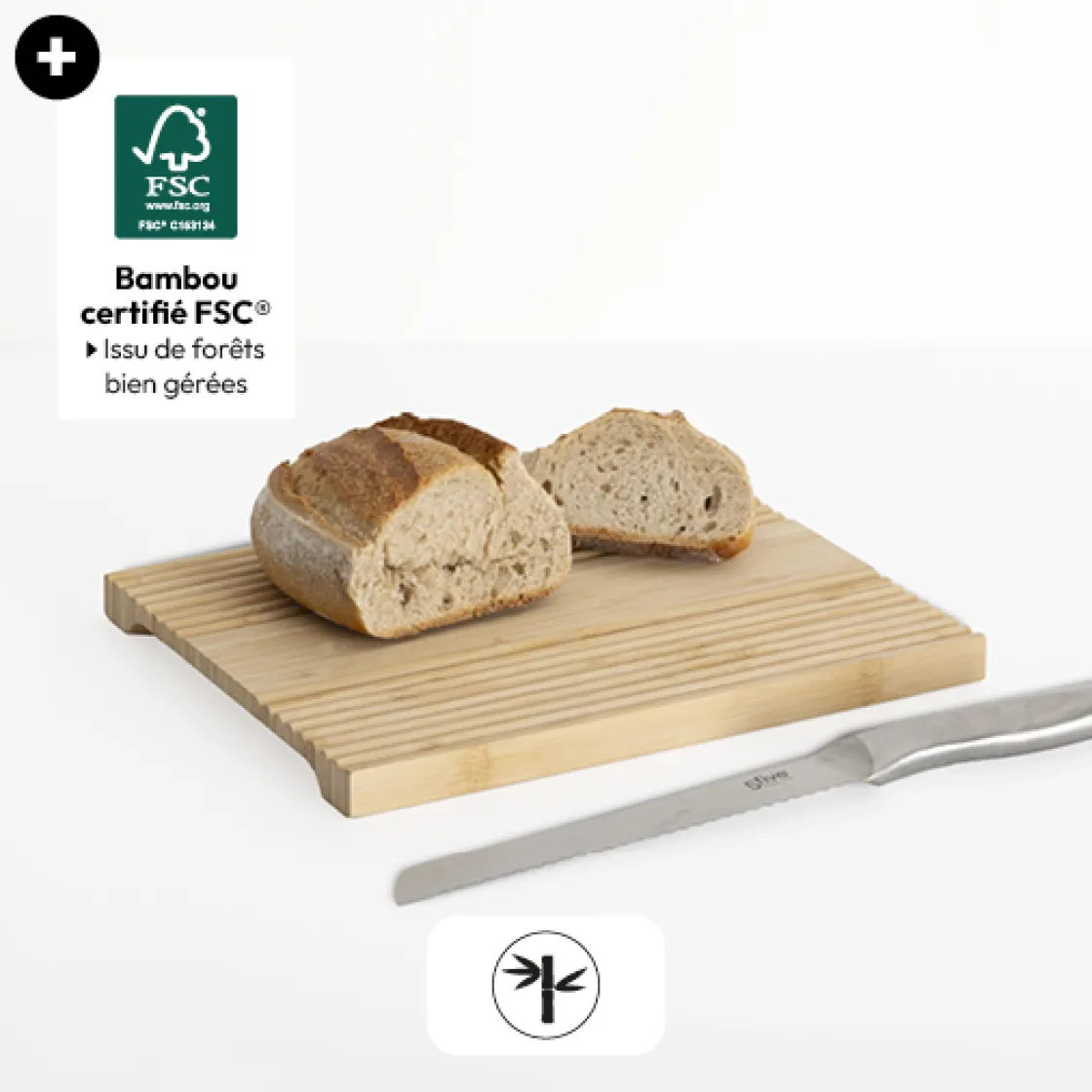 5five Planche à découper avec rainures, 30x24cm, Bambou
