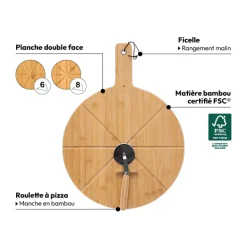 5five Planche à découper pizza avec roulette, 37cm