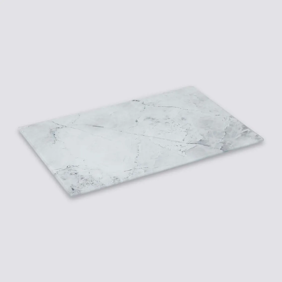 5five Planche à découper verre 30x20 cm, Blanc effet marbre