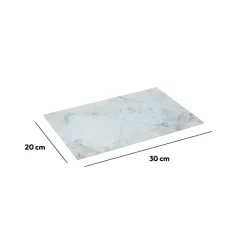 5five Planche à découper verre 30x20 cm, Blanc effet marbre