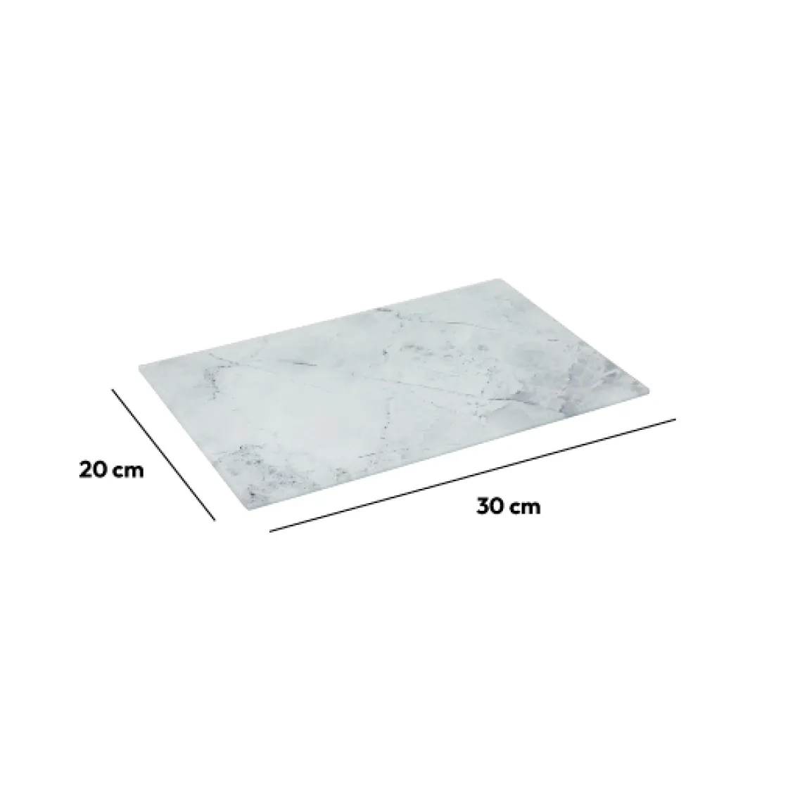 5five Planche à découper verre 30x20 cm, Blanc effet marbre