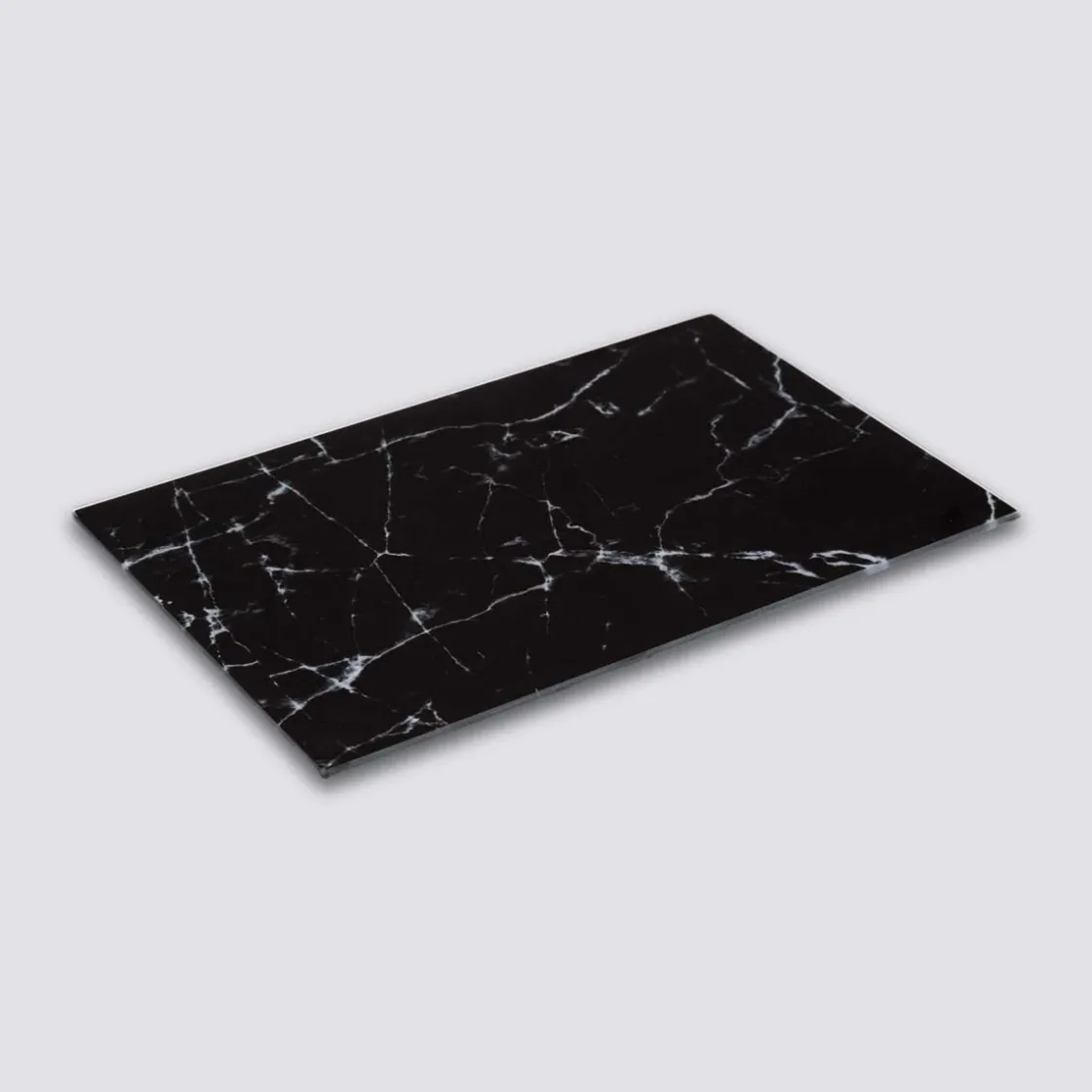 5five Planche à découper verre 30x20 cm, Noir effet marbre