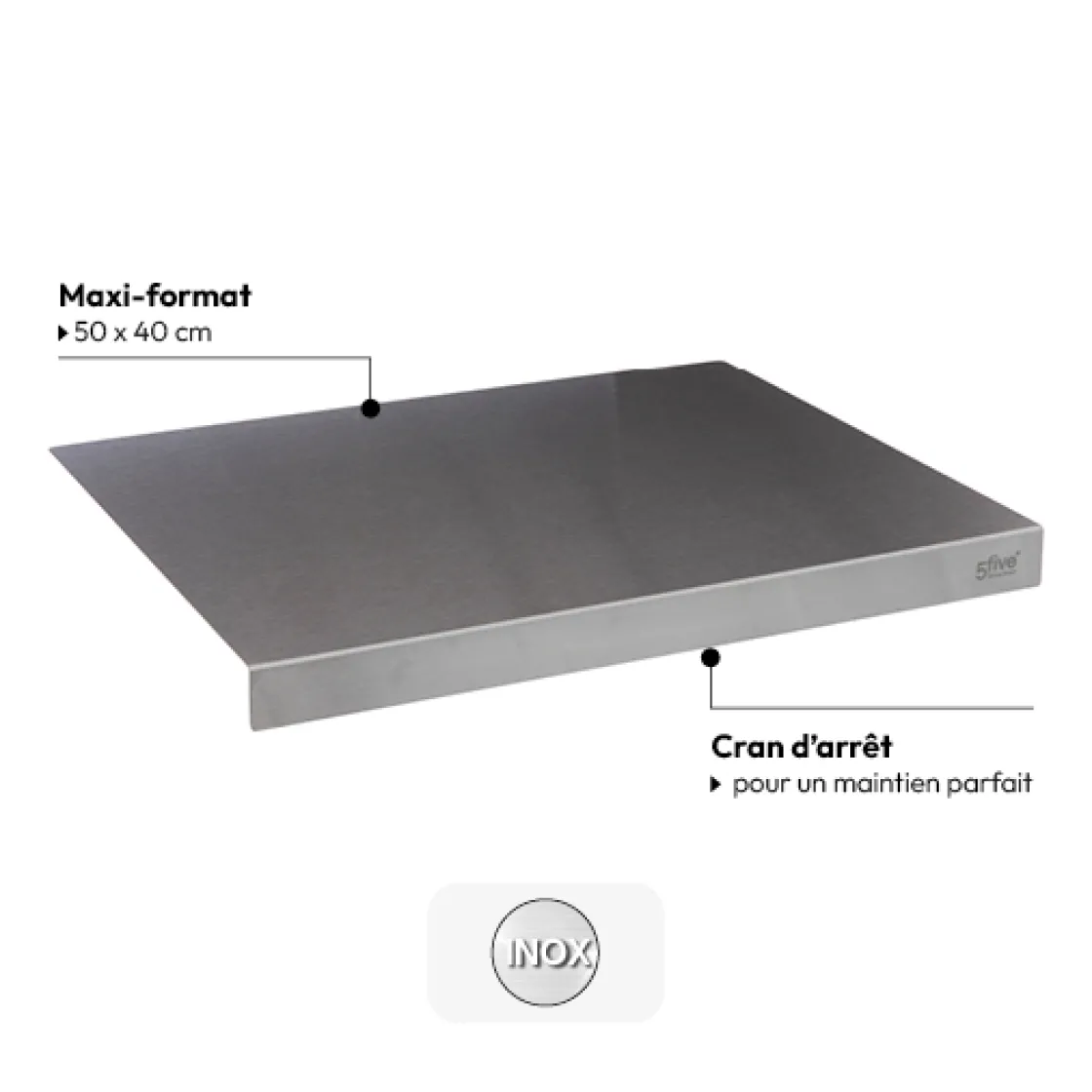 5five Planche à pétrir inox 50x40cm