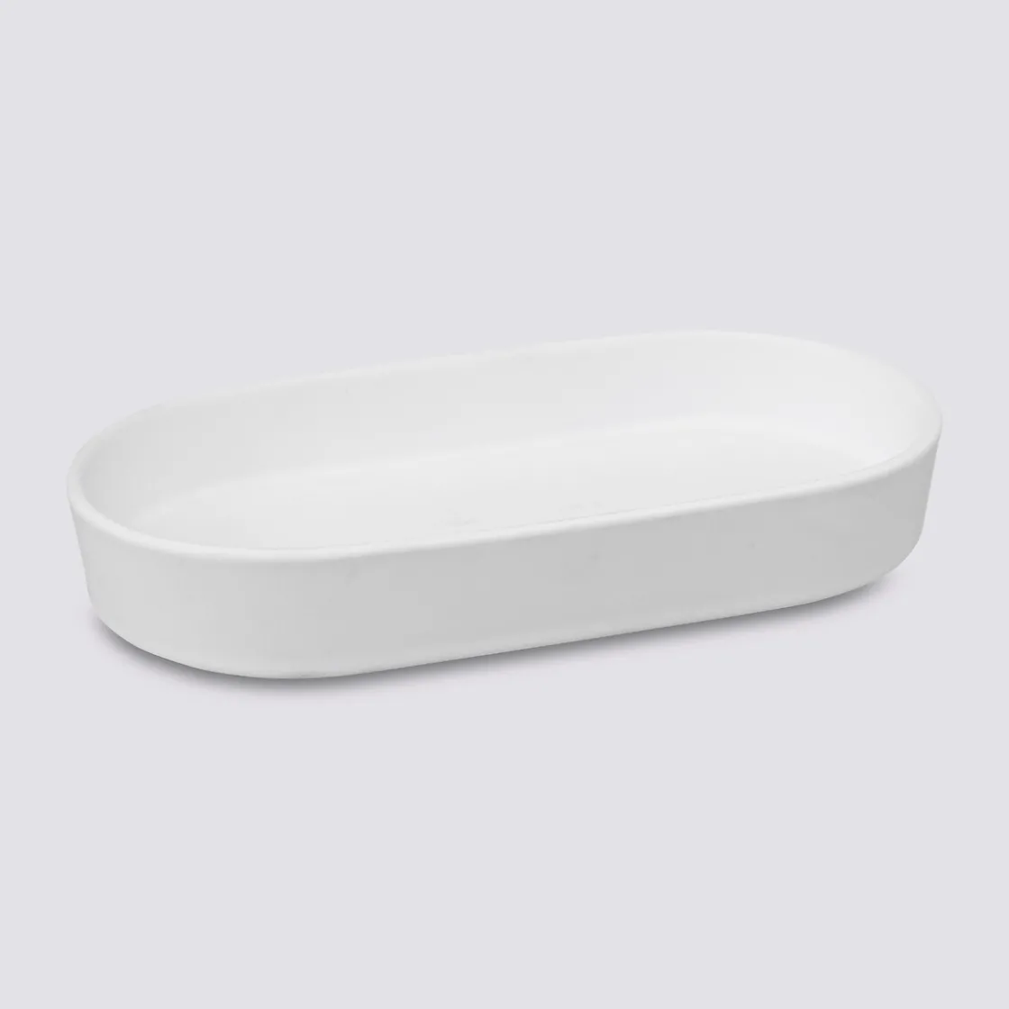 5five Plateau en grès, Blanc coton