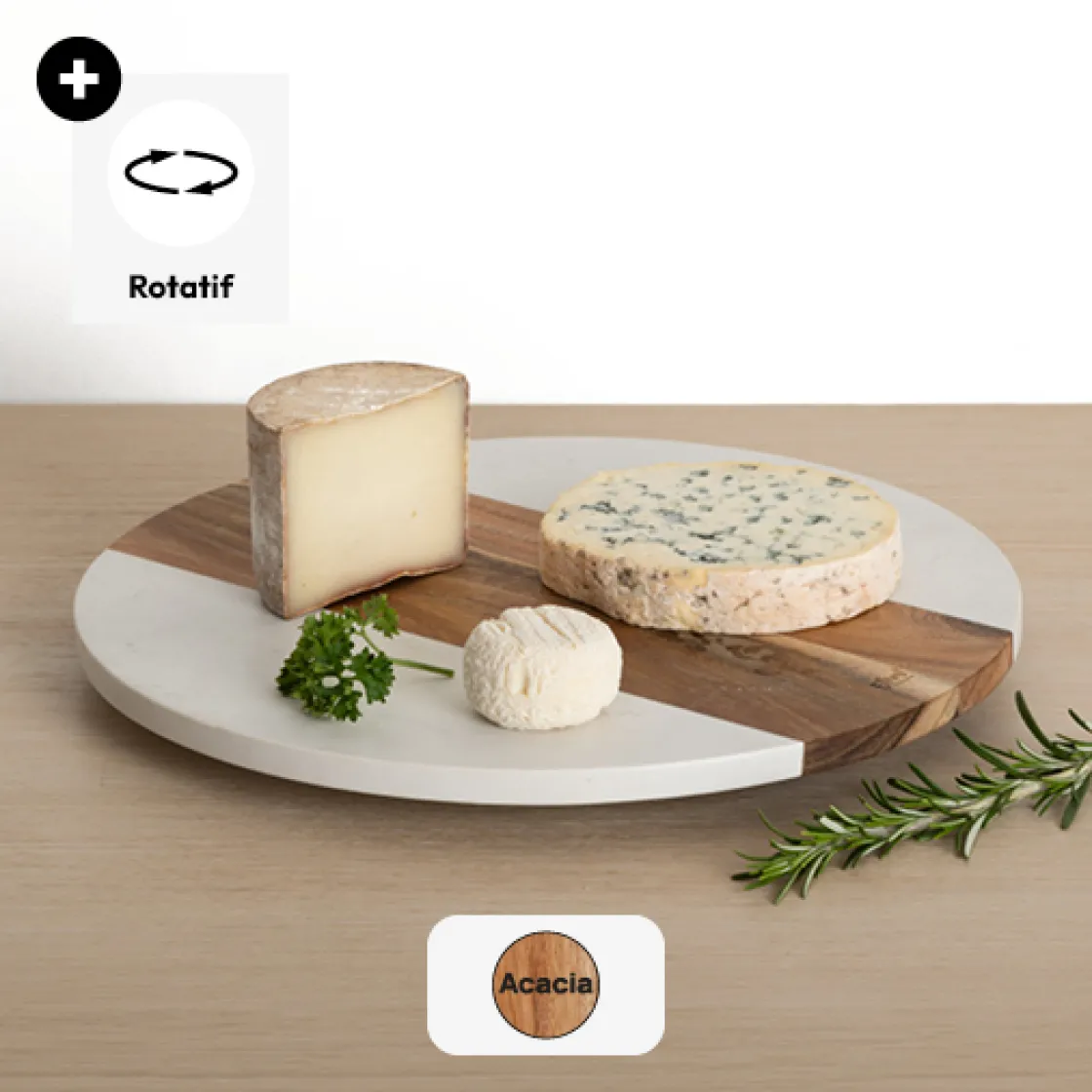 5five Plateau tournant rond 35cm, Acacia