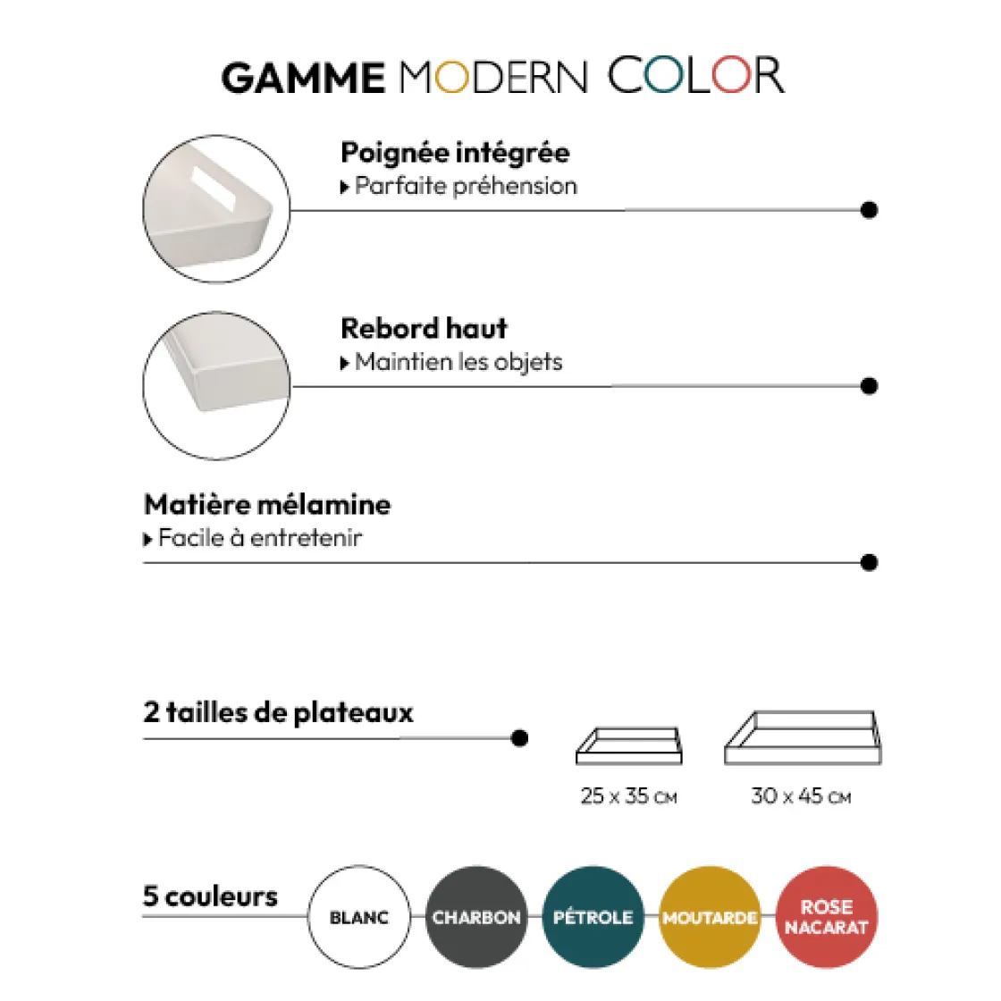 5five Plateau 45x30 cm, Blanc