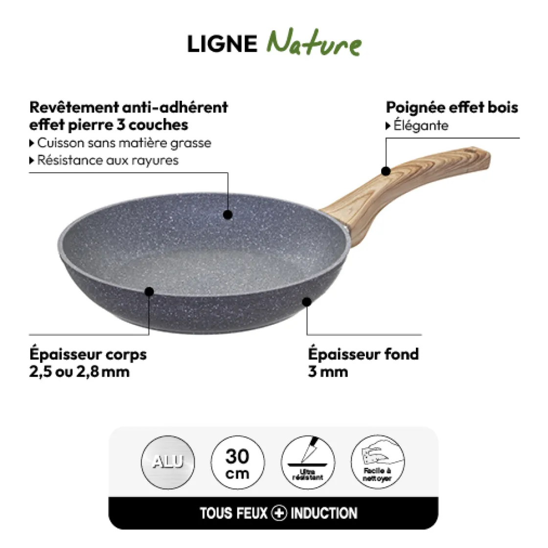 5five Poêle Aluminium forgé, 30 cm