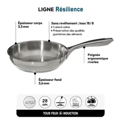 5five Poêle Inox, 28 cm