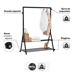 5five Portant à vêtements 2 niveaux métal