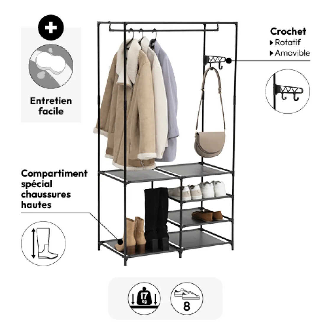 5five Portant à vêtements 4 niveaux métal