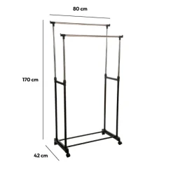 5five Portant à vêtements à roulettes double